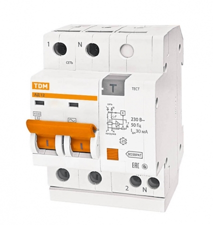 TDM ELECTRIC SQ0204-0003 Диф.автомат АД12 2Р 10А  30мА TDM